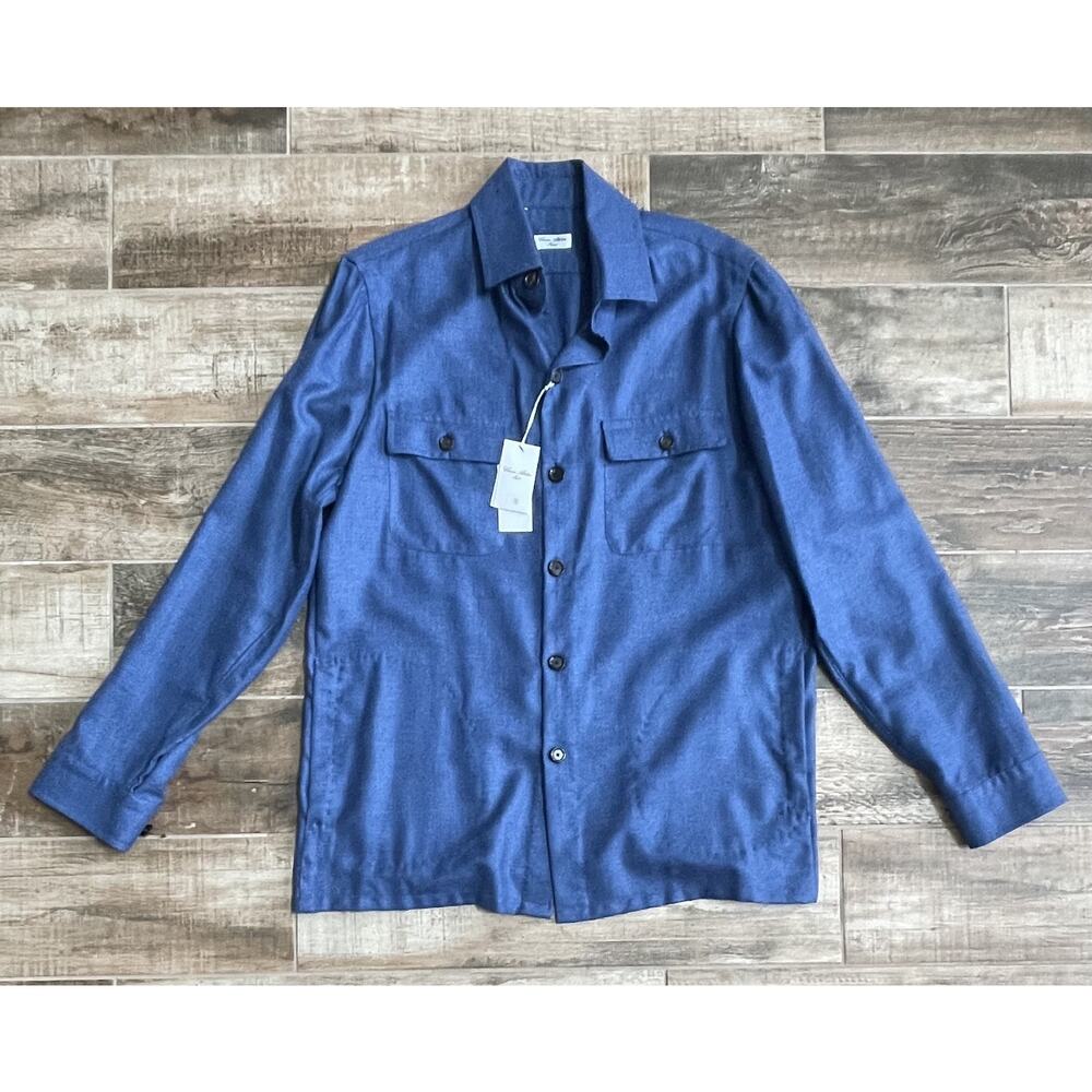 $6,000 NWT Cesare Attolini Blue Cashmere Shirt Jacket Overshirt Luxury Italy 2XL